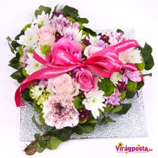 The heart speaks - Flower heart with pink roses M